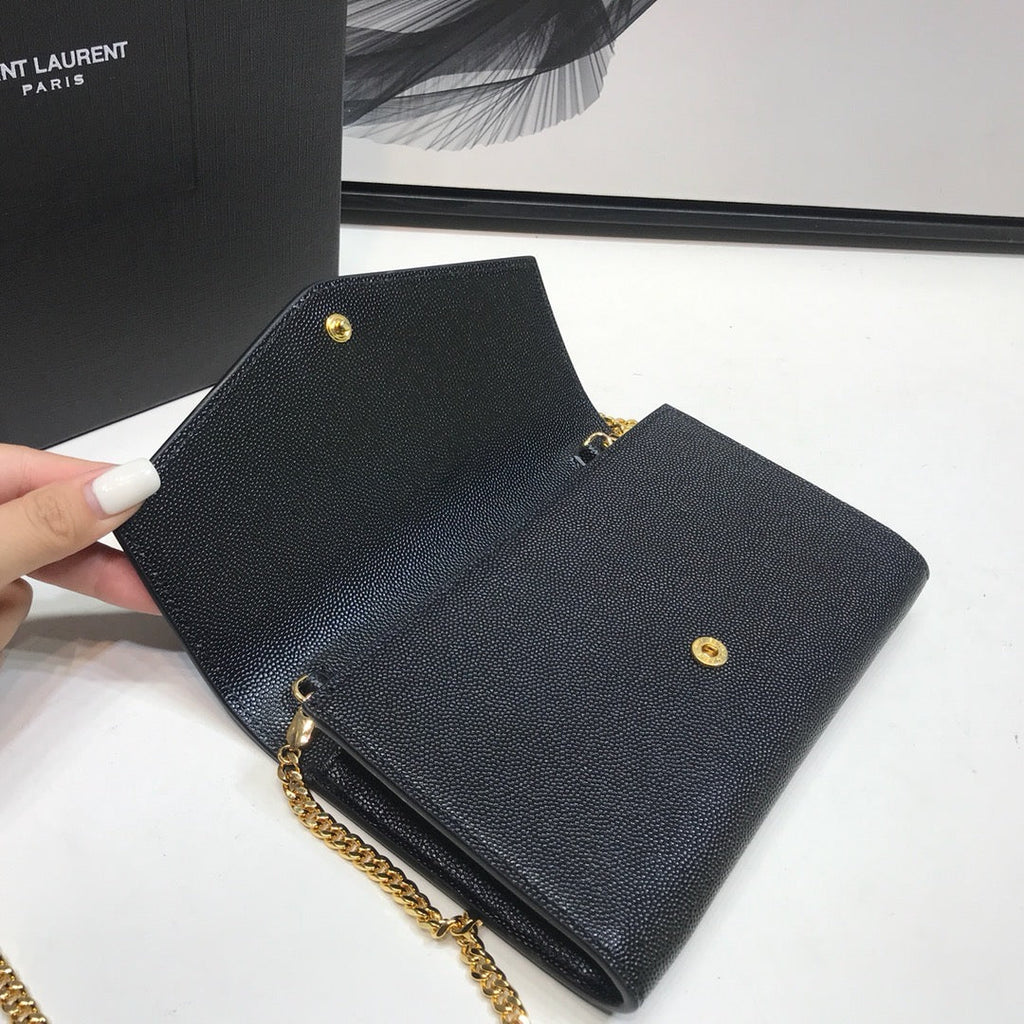 YSSL Uptown Chain Wallet Black For Women 7in/19cm YSL 6077881GF0J1000