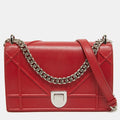 Red Leather Medium Diorama Flap Shoulder Bag