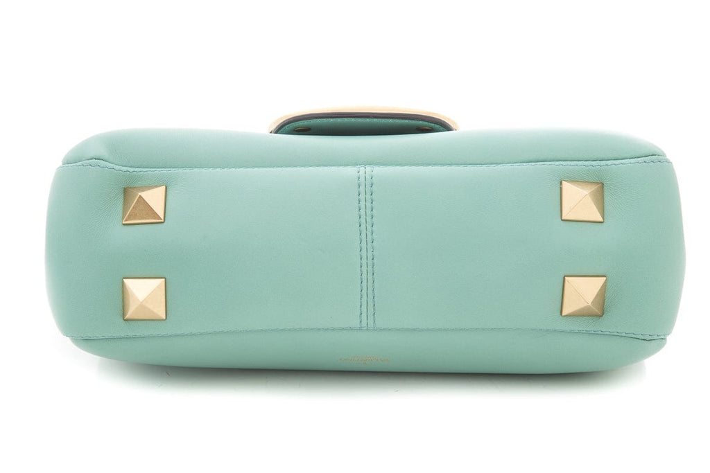 Valentino Stut Sign Shoulder Handbag in Mint Lambskin Leather