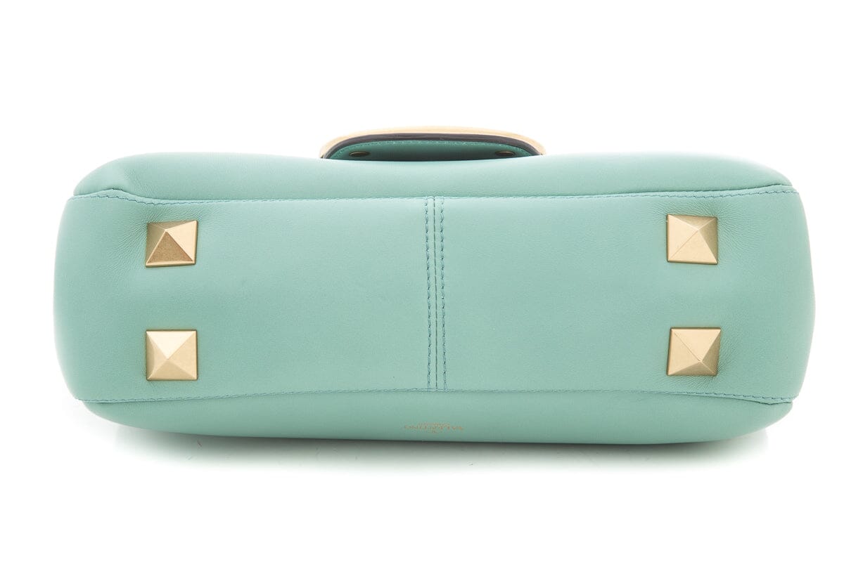 Valentino Stut Sign Shoulder Handbag in Mint Lambskin Leather