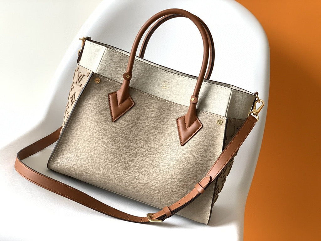 Louis Vuitton On My Side MM Tote Bag Monogram Tufting On Nappa Softy For Women,  Shoulder Bags 12in/31cm Galet Grey Louis Vuitton M53825