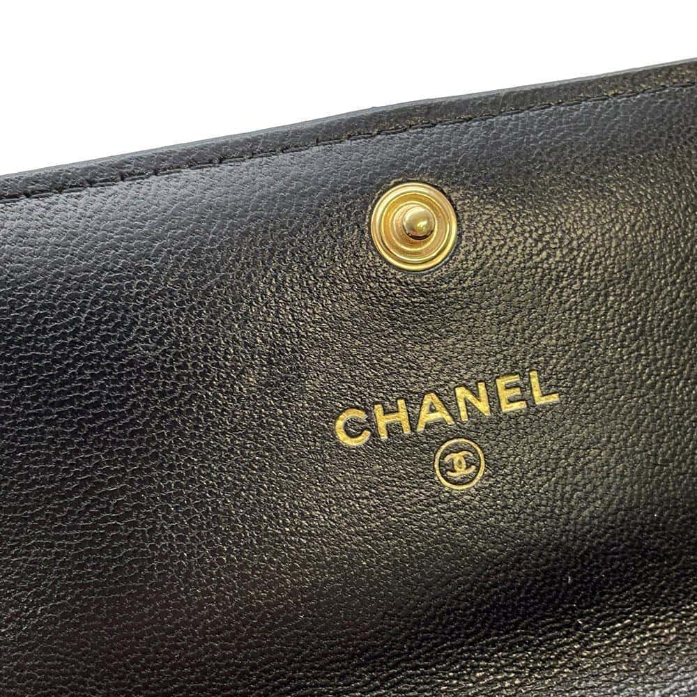 CHANEL CHANEL19 ChainShoulder Card Case BlackAP2409 Lambskin