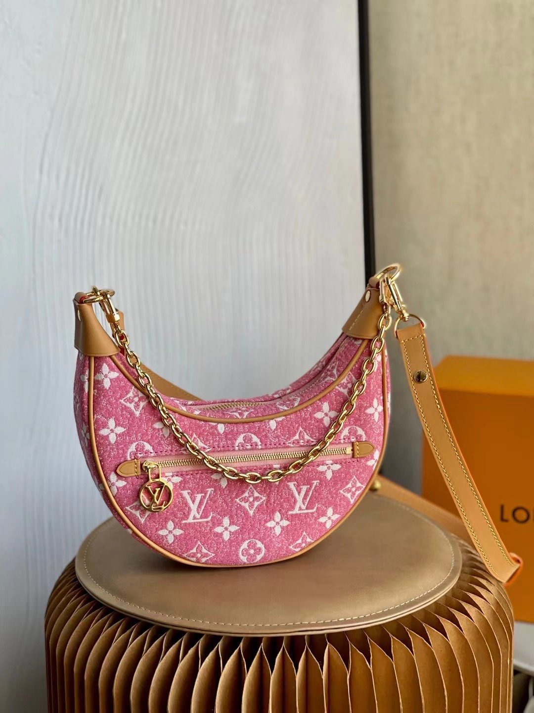 Louis Vuitton Loop Denim Pink For Women,  Shoulder Bags 9.1in/23cm Louis Vuitton