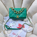 Chanel Flap Bag Gold Hardware Green For Women, Women’s Handbags, Shoulder Bags 7.9in/20cm AS3366
