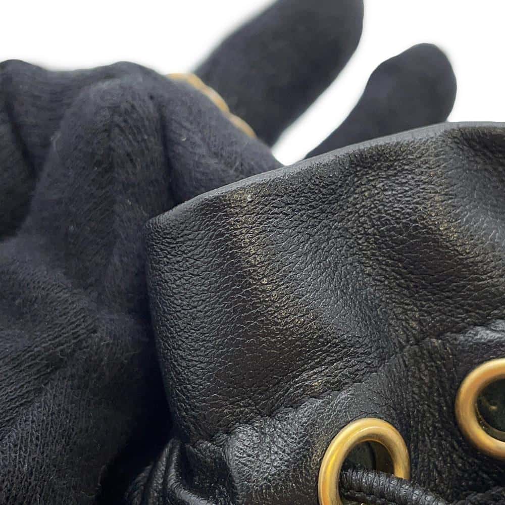 CHANEL Matelasse MiniDrawstring Bag ChainShoulder Bag Black Lambskin