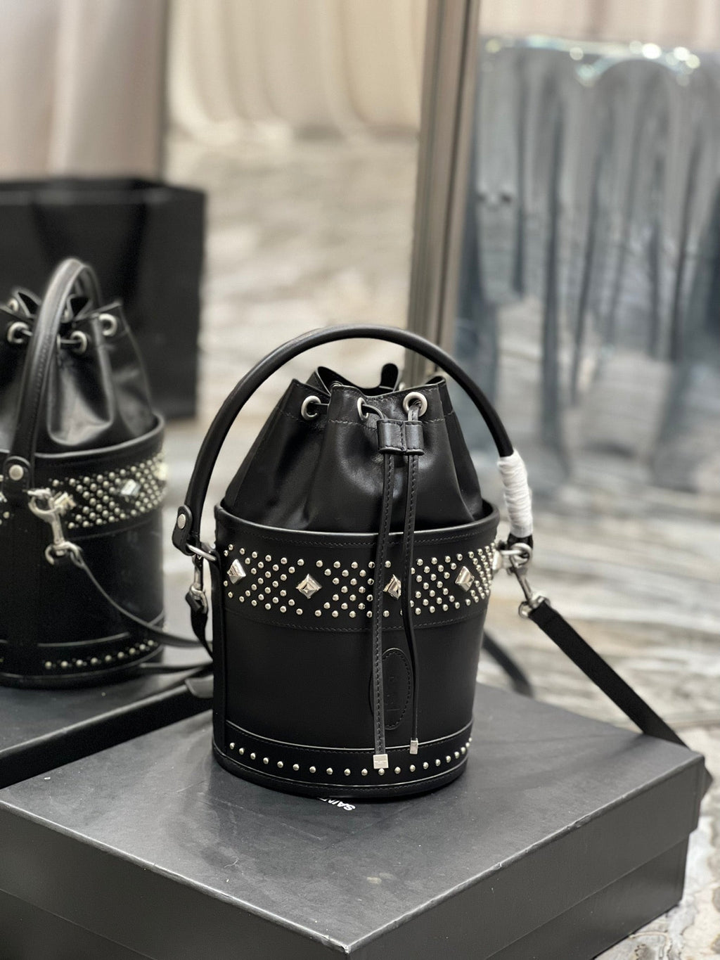 YSSL Bahia Small Bucket Bag Black For Women 10in/25cm YSL 685628AAAEF1077