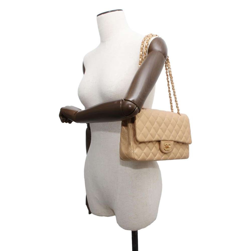 CHANEL Matelasse Chain Shoulder Bag GoldA01112 Caviar Leather Size 25