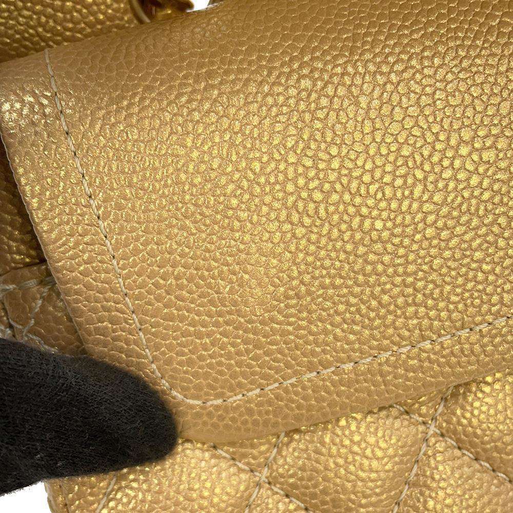 CHANEL Matelasse Chain Shoulder Bag GoldA01112 Caviar Leather Size 25