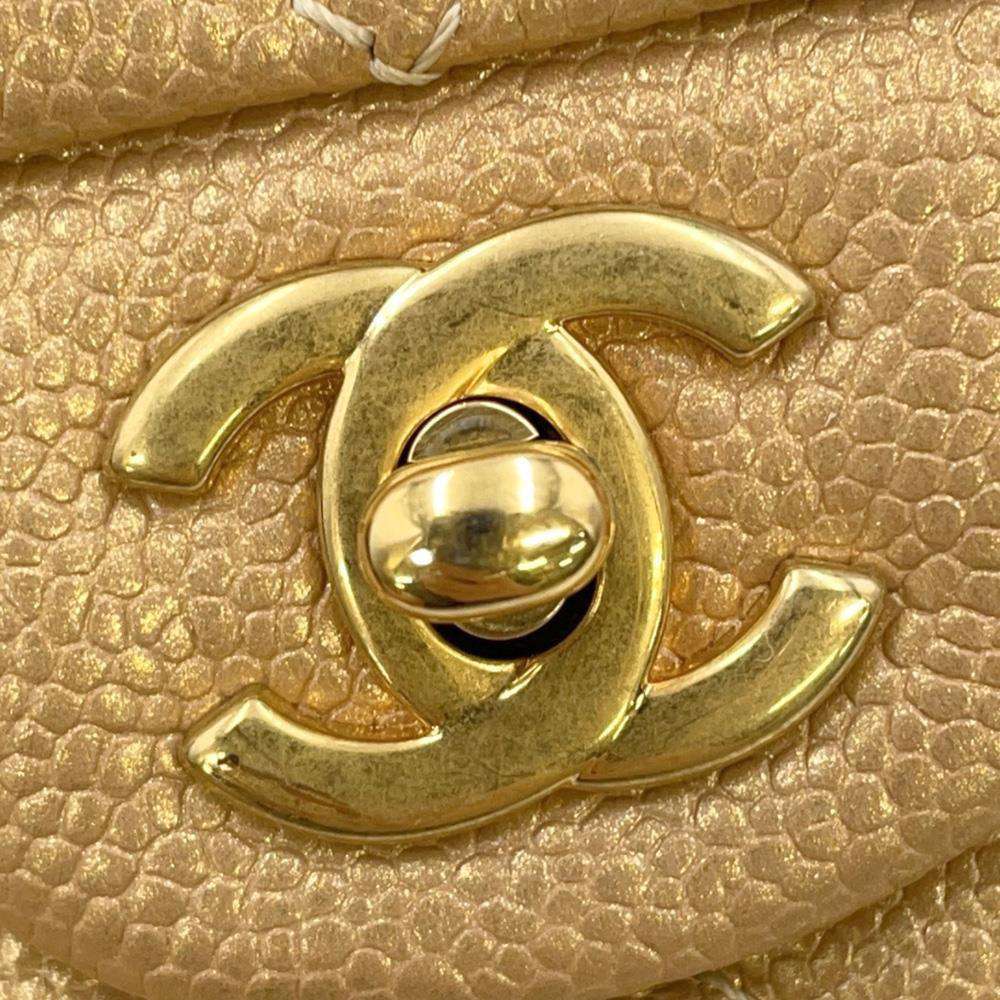 CHANEL Matelasse Chain Shoulder Bag GoldA01112 Caviar Leather Size 25
