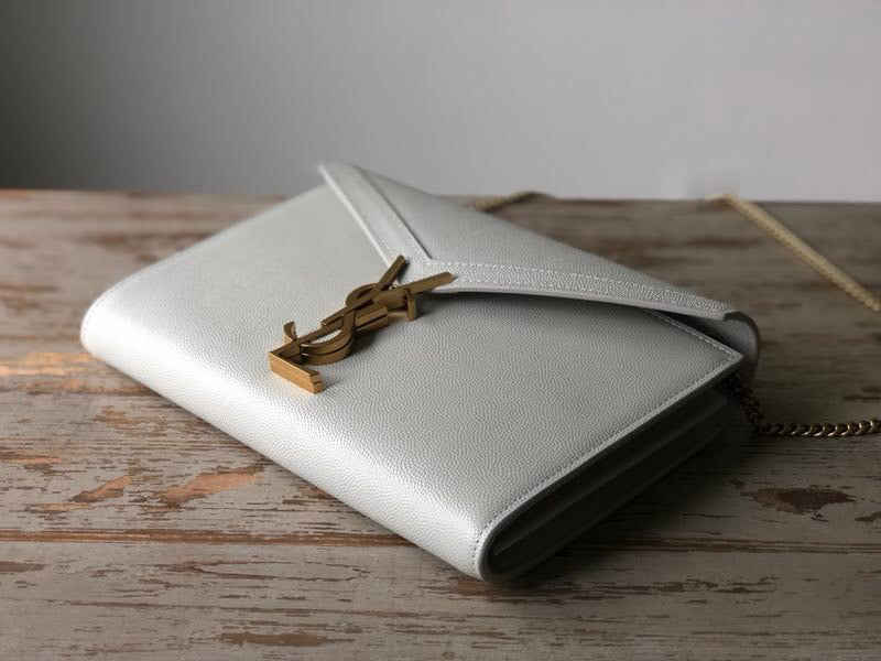 Saint Laurent Cassandra Flap-Front Crossbody Bag White For Women 8.7in/22cm YSL 