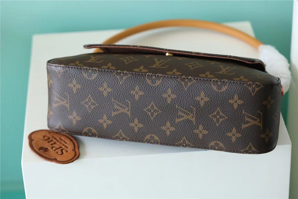 Louis Vuitton Mini Looping GlamIap Shoulder Bag Monogram For Women 9.4in/24cm Brown Louis Vuitton M51147