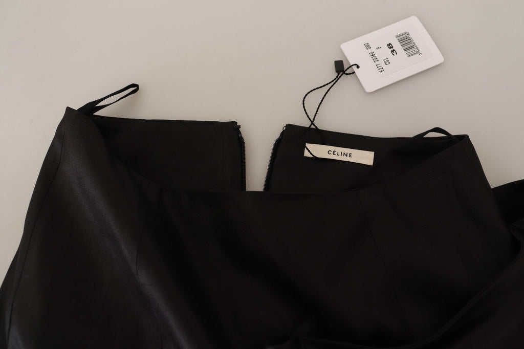 Celine Acetate Black High Waist Wrap Style Asymmetric Women's Skirt