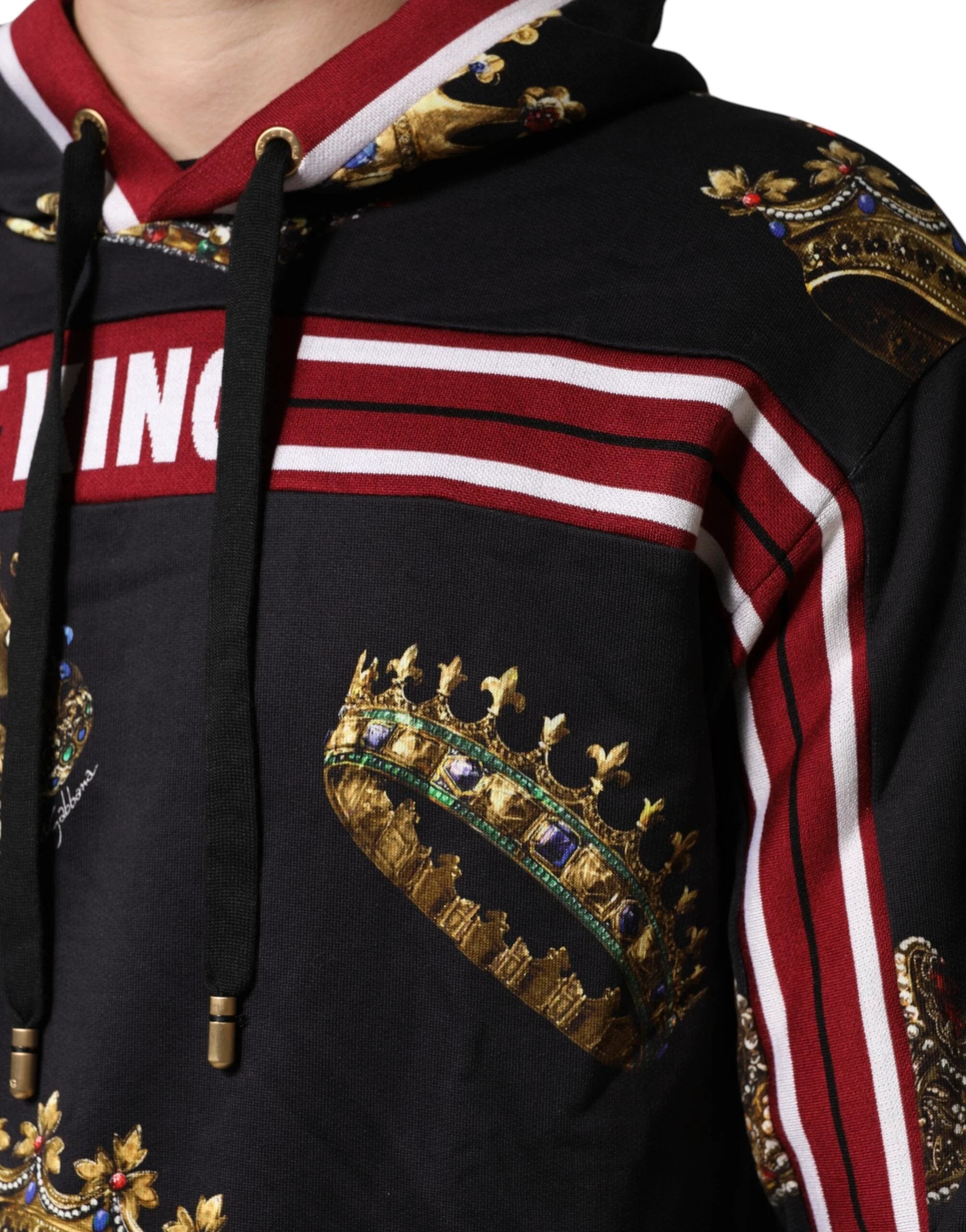 Dolce & Gabbana Black King Crown Hooded Sweatshirt Sweater