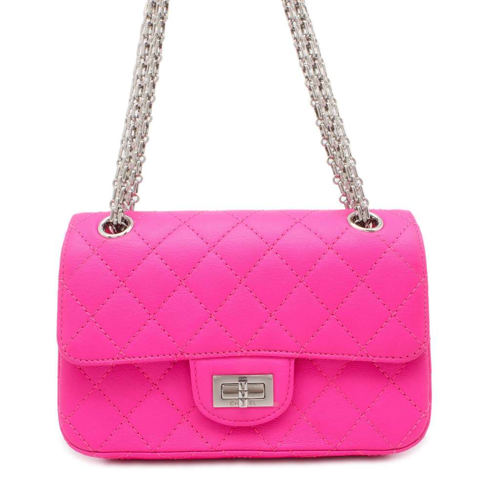 CHANEL 2.55 ChainShoulder Bag shocking pinkAS0874 Leather Size Mini
