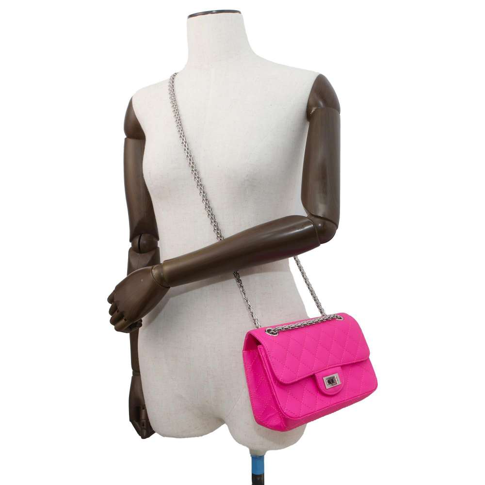 CHANEL 2.55 ChainShoulder Bag shocking pinkAS0874 Leather Size Mini