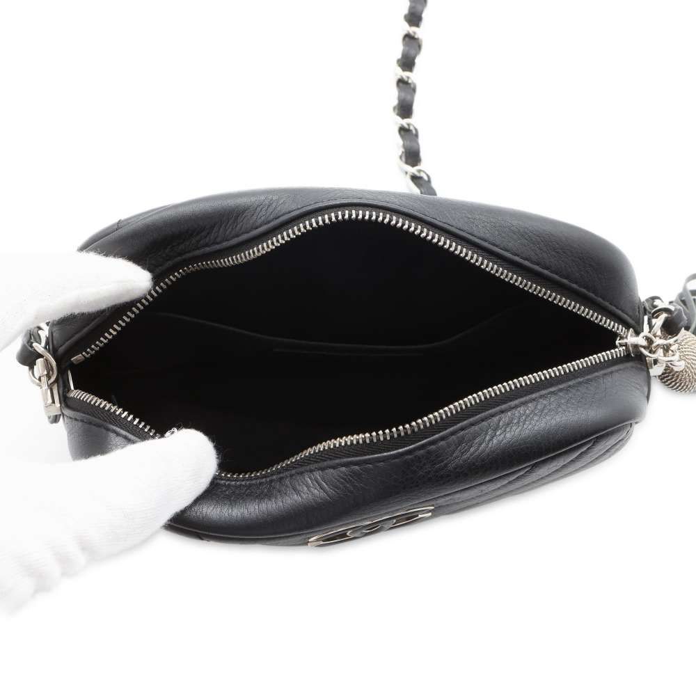 CHANEL Chevron ChainShoulder Bag BlackA57617 Leather