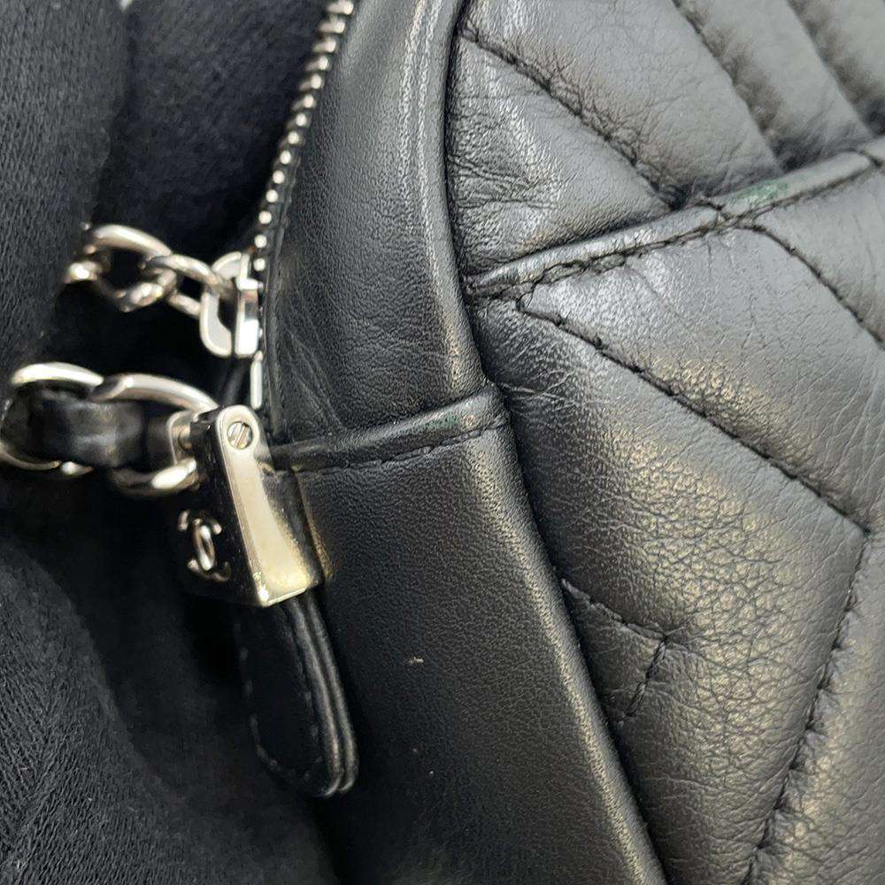 CHANEL Chevron ChainShoulder Bag BlackA57617 Leather