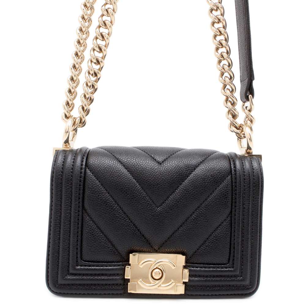 CHANEL Boy Chanel ChainShoulder Bag BlackA67364 Caviar Leather Size Mini