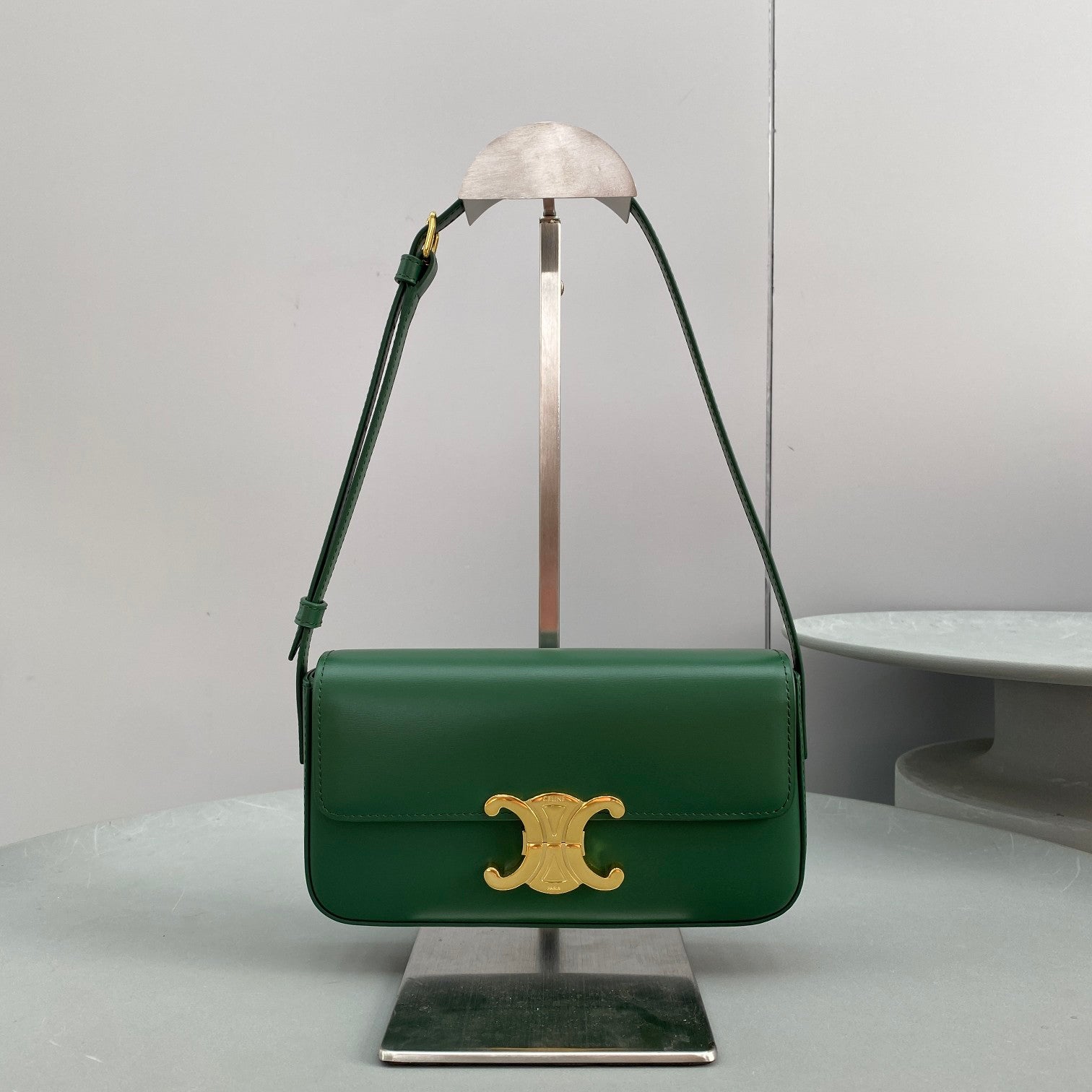 Celine Triomphe Shoulder Bag Green For Women 8in/20cm 