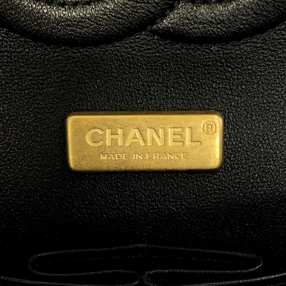 CHANEL Matelasse W Flap ChainShoulder Bag BlackA01112 Tweed Rhinestone Size 25