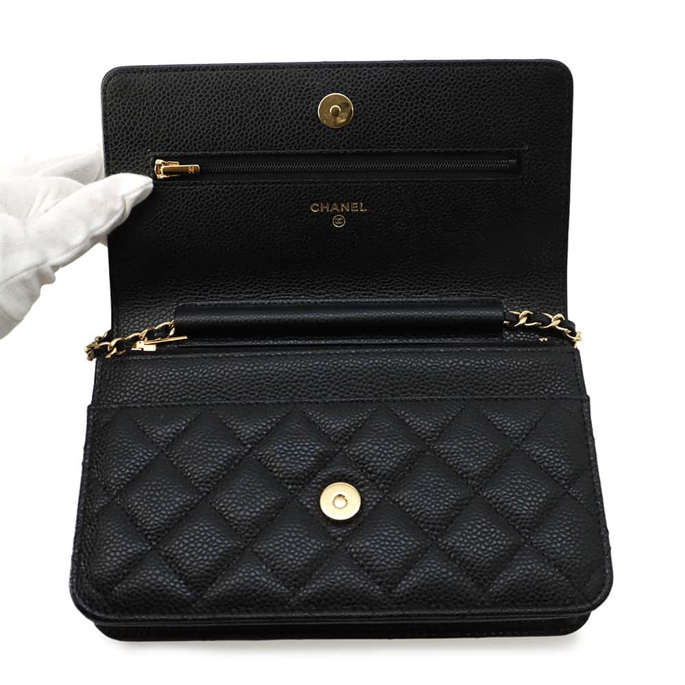 CHANEL Matelasse Classic Flap Chain Wallet BlackAP0250 Caviar Leather