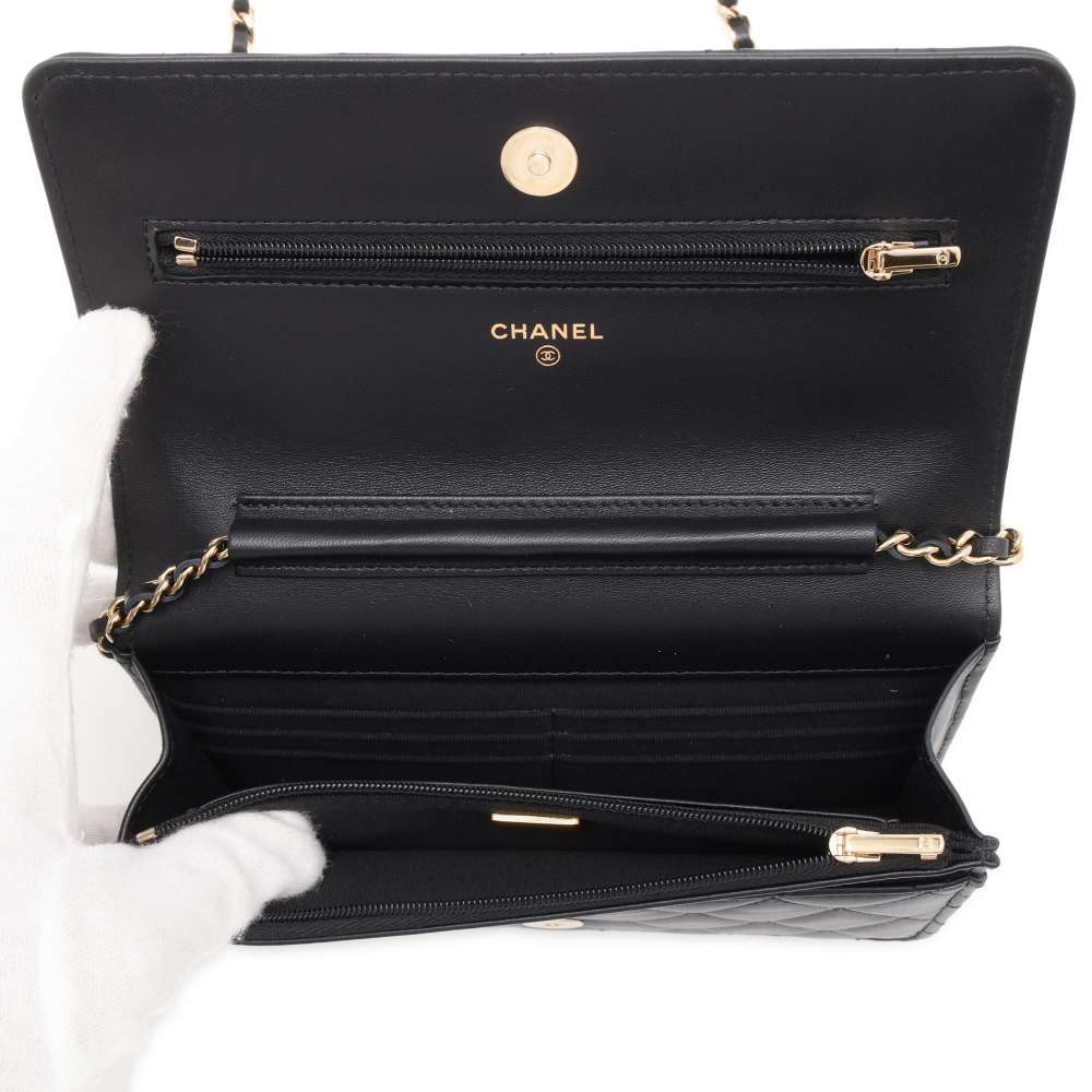 CHANEL Matelasse Classic Chain Wallet Icon BlackAP0250 Lambskin