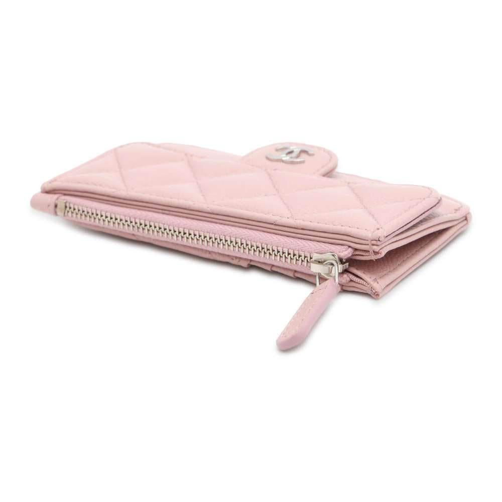 CHANEL Matelasse Classic Zip Card Case PinkAP2570 Caviar Leather