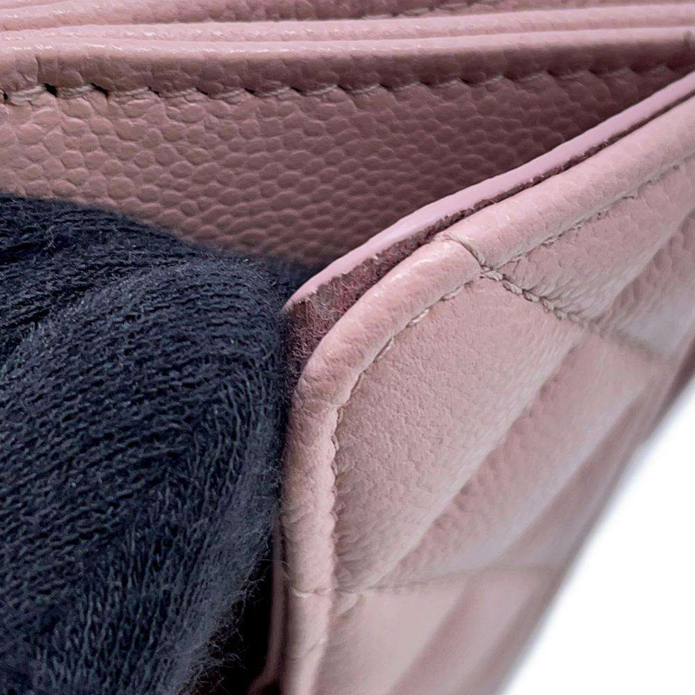 CHANEL Matelasse Classic Zip Card Case PinkAP2570 Caviar Leather