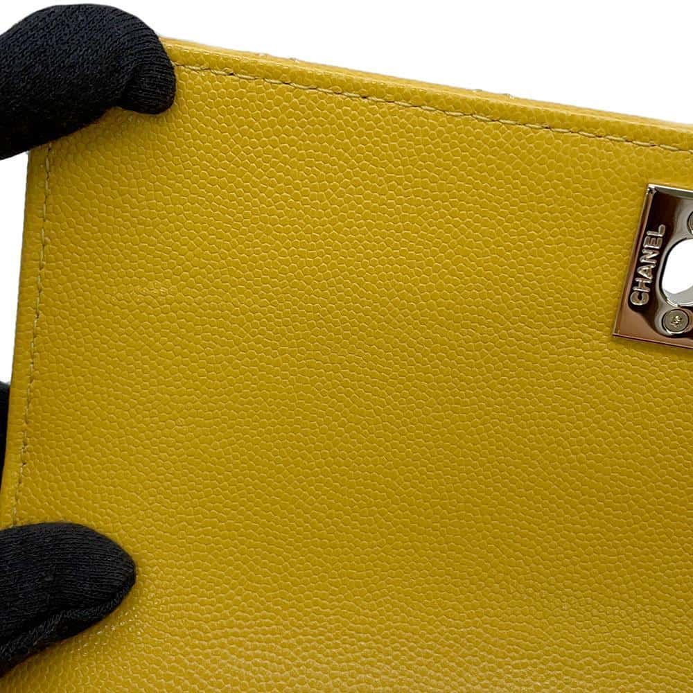 CHANEL Matelasse Coco Handle 2wayChainShoulder YellowA92990 Caviar Leather Size XS