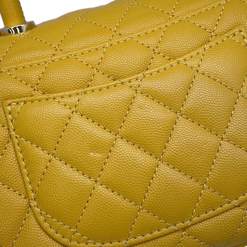 CHANEL Matelasse Coco Handle 2wayChainShoulder YellowA92990 Caviar Leather Size XS