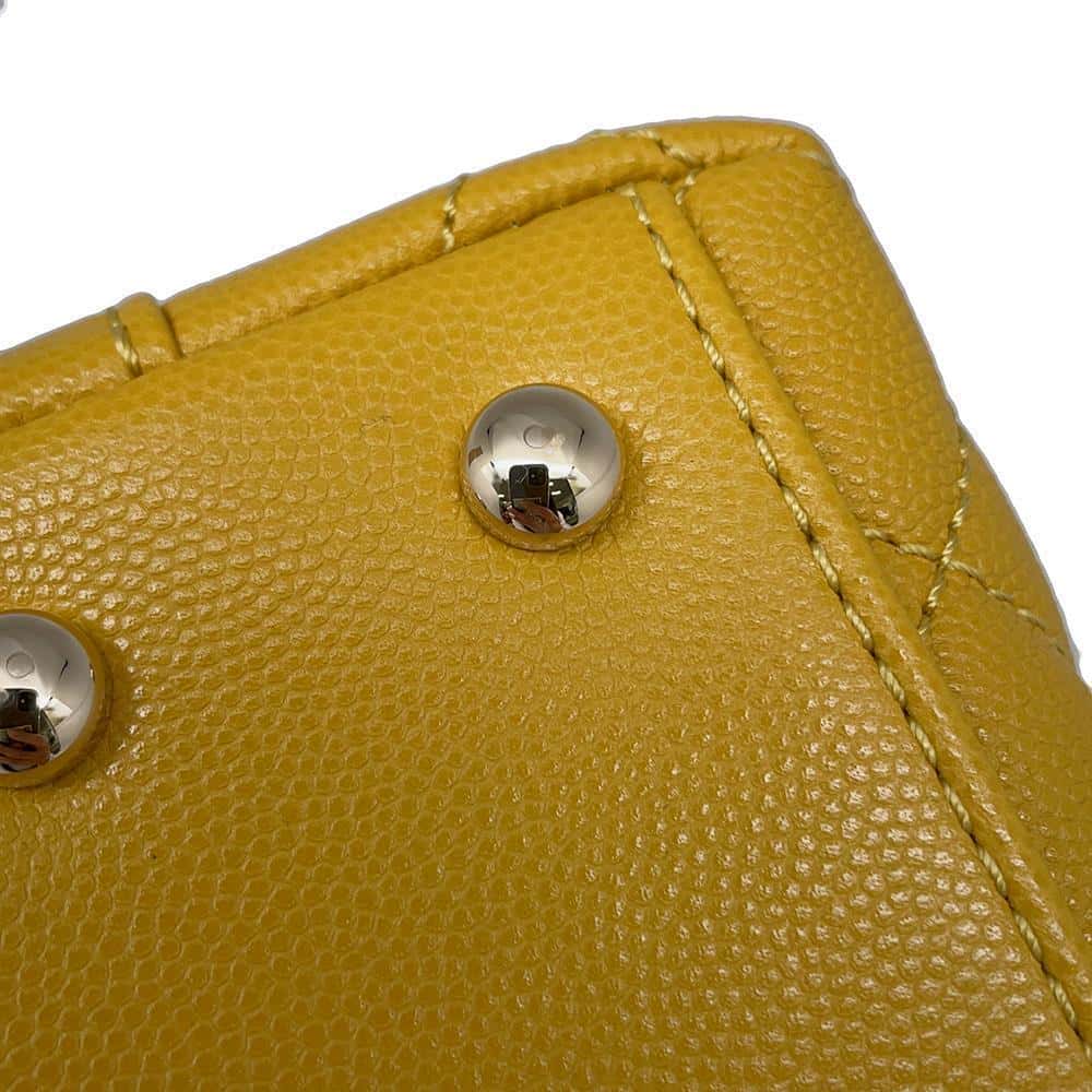 CHANEL Matelasse Coco Handle 2wayChainShoulder YellowA92990 Caviar Leather Size XS