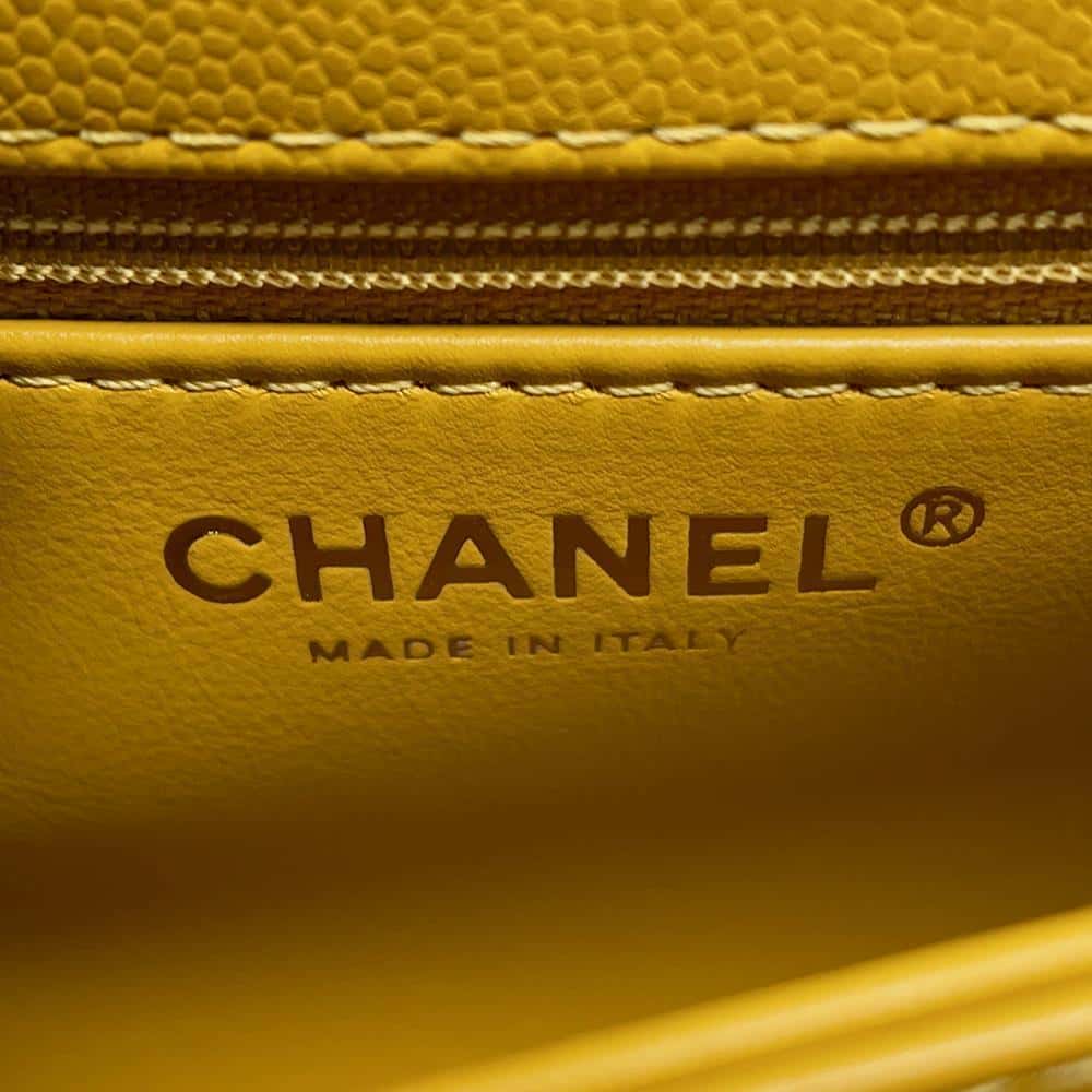 CHANEL Matelasse Coco Handle 2wayChainShoulder YellowA92990 Caviar Leather Size XS