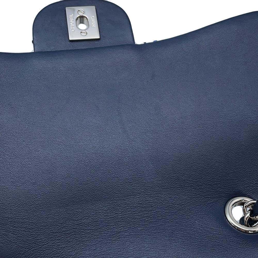 CHANEL CC Logo ChainShoulder Bag Navy/White Sequins Size 25