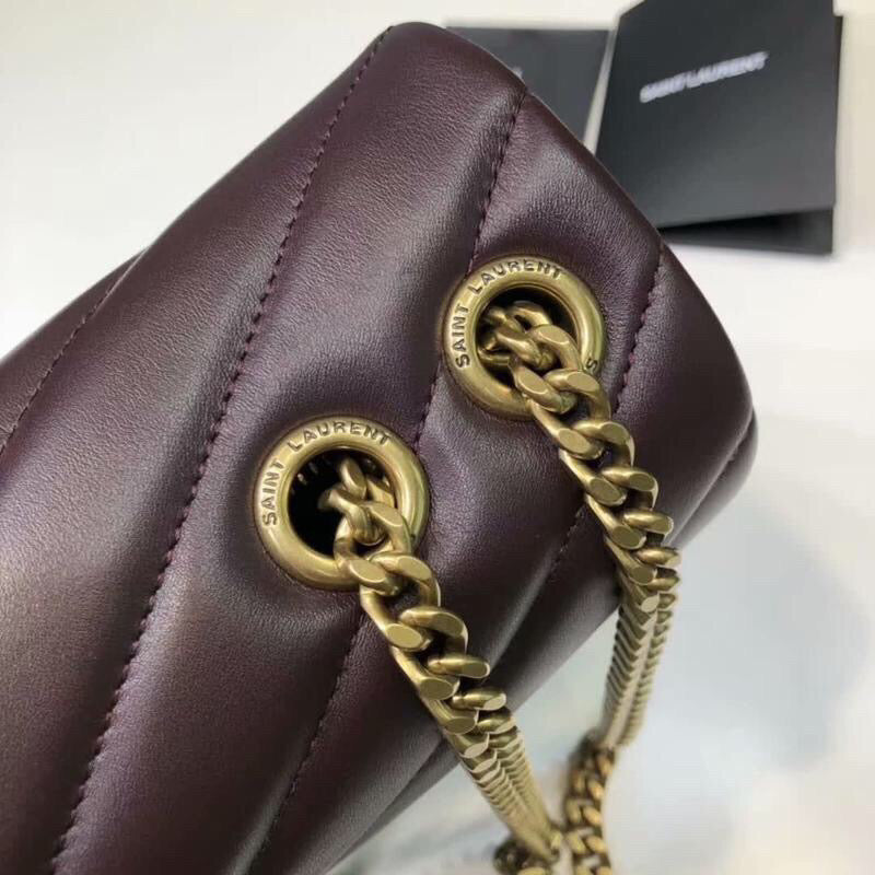 Top Quality Loulou Small Chain Bag In MatelassÃ© "Y" Burgundy For Women 9.8in/23cm YSL 494699DV7276475