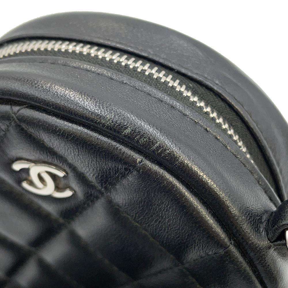 CHANEL Matelasse Round Shoulder Bag BlackAP0245 Lambskin Size Mini
