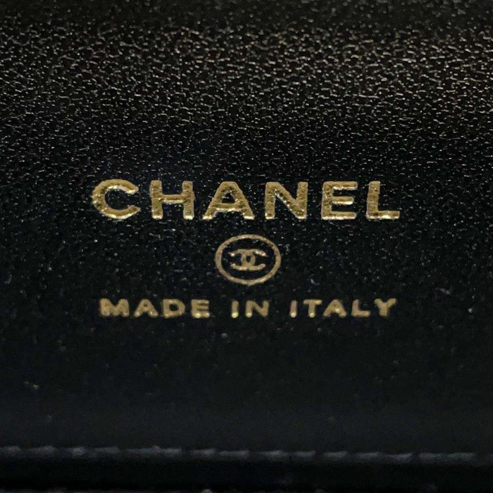 CHANEL Matelasse 2wayShoulder Vanity with Pearl Handle Black Lambskin