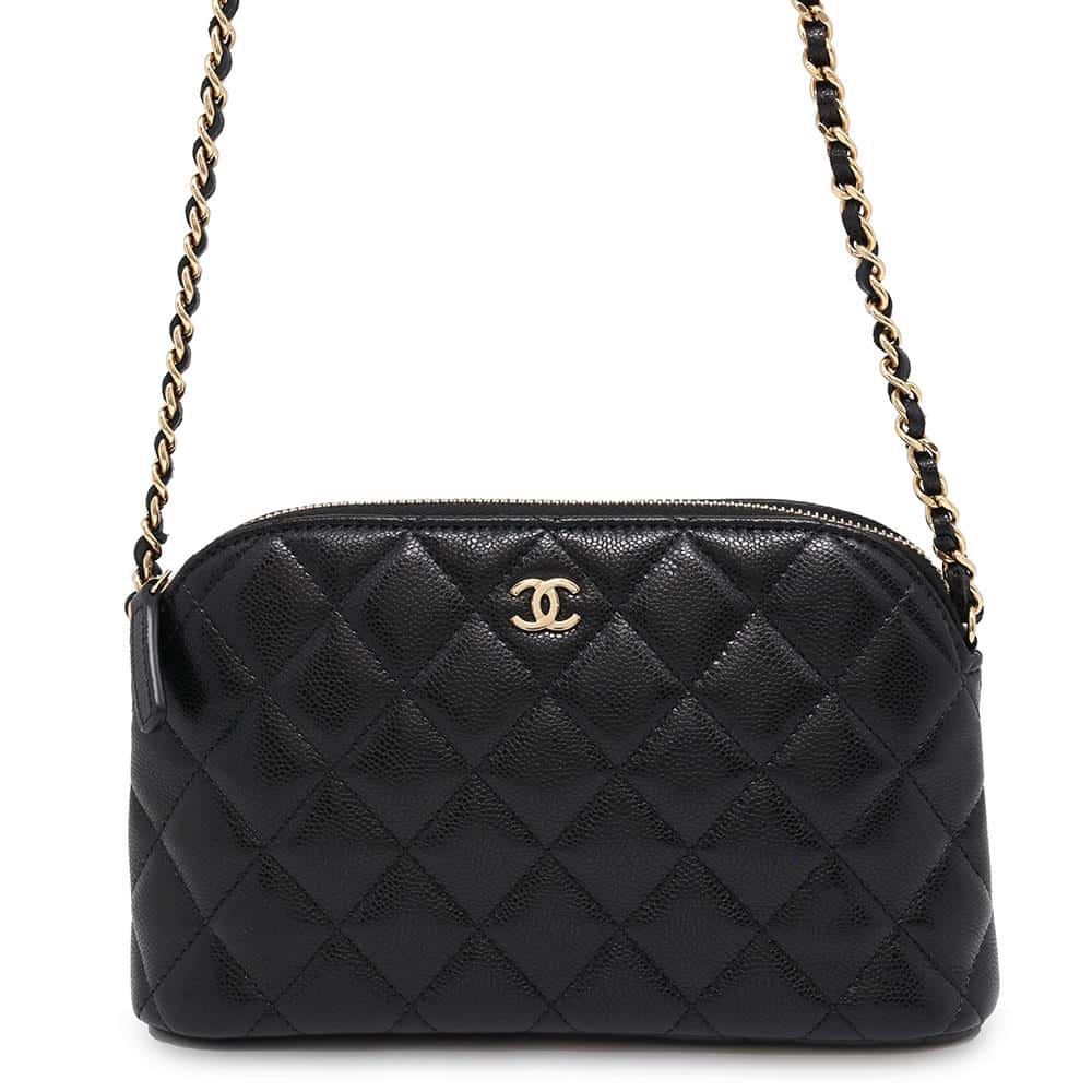CHANEL Matelasse Timeless Classic ChainClutch BlackAP4016 Caviar Leather
