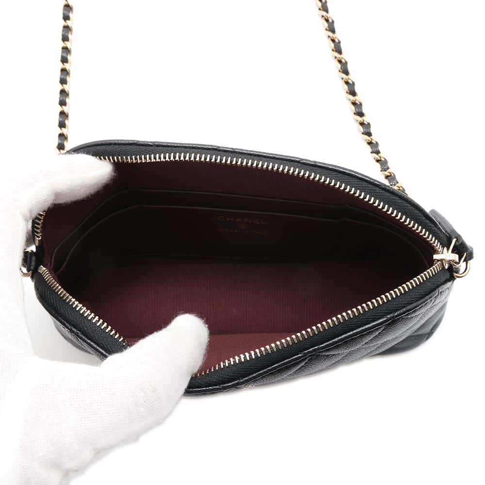 CHANEL Matelasse Timeless Classic ChainClutch BlackAP4016 Caviar Leather