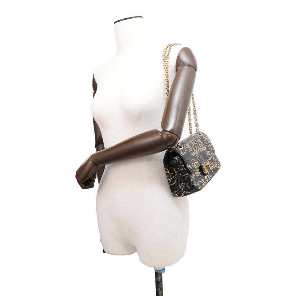 CHANEL 2.55 ChainShoulder Black/GoldAS0874 Embossed Leather