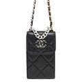 CHANEL CHANEL19 Phone Case ChainShoulder BlackAP1773 Lambskin