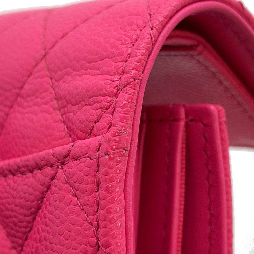 CHANEL Matelasse CC Logo Classic Small Flap Wallet PinkAP0229 Caviar Leather