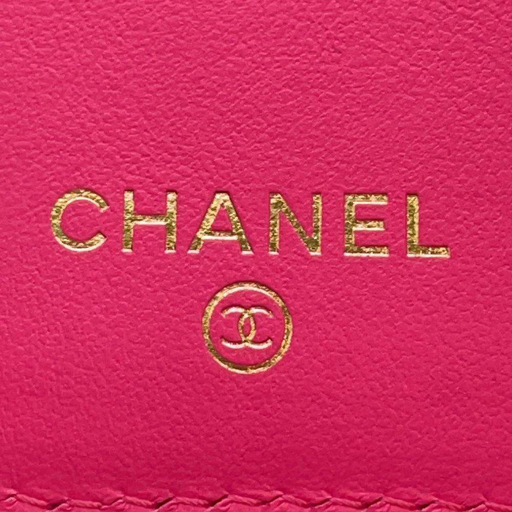 CHANEL Matelasse CC Logo Classic Small Flap Wallet PinkAP0229 Caviar Leather