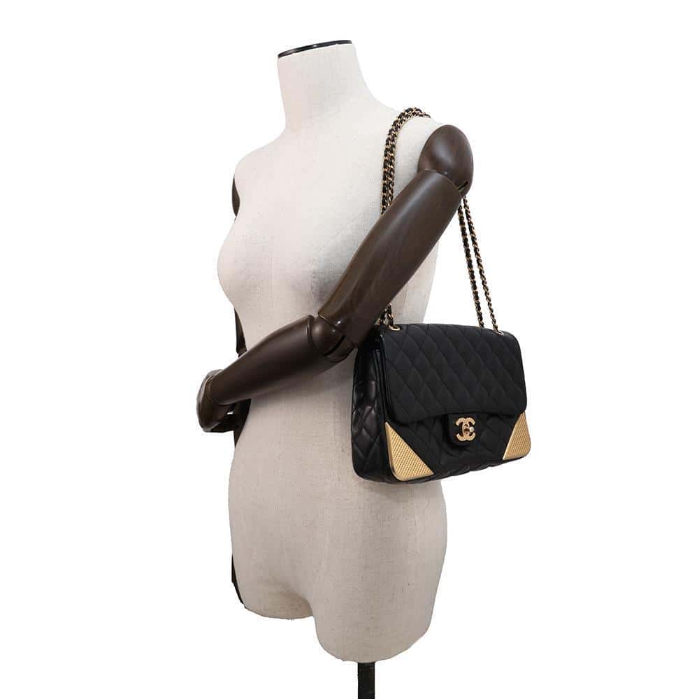 CHANEL Matelasse Single Flap ChainShoulder Bag BlackA94495 Lambskin