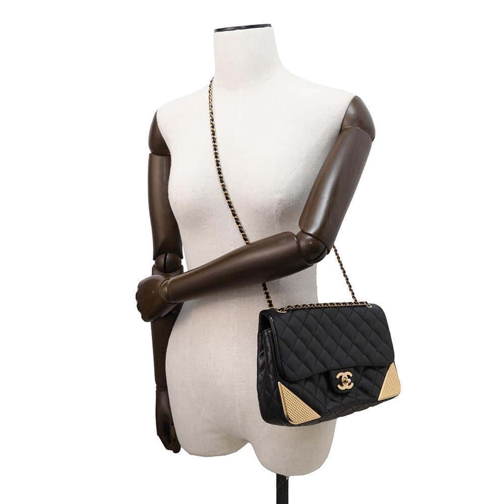 CHANEL Matelasse Single Flap ChainShoulder Bag BlackA94495 Lambskin