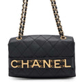 CHANEL Logo ChainShoulder Bag BlackAS4190 Lambskin