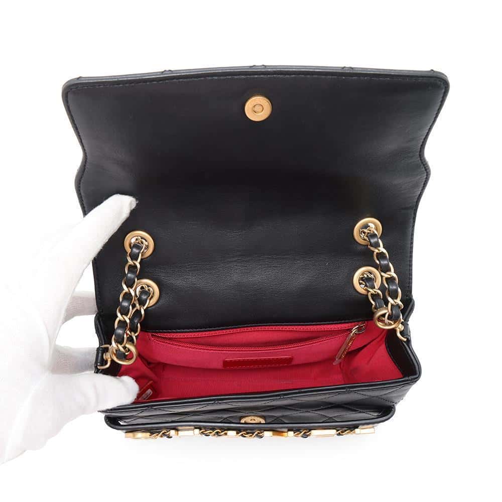 CHANEL Logo ChainShoulder Bag BlackAS4190 Lambskin