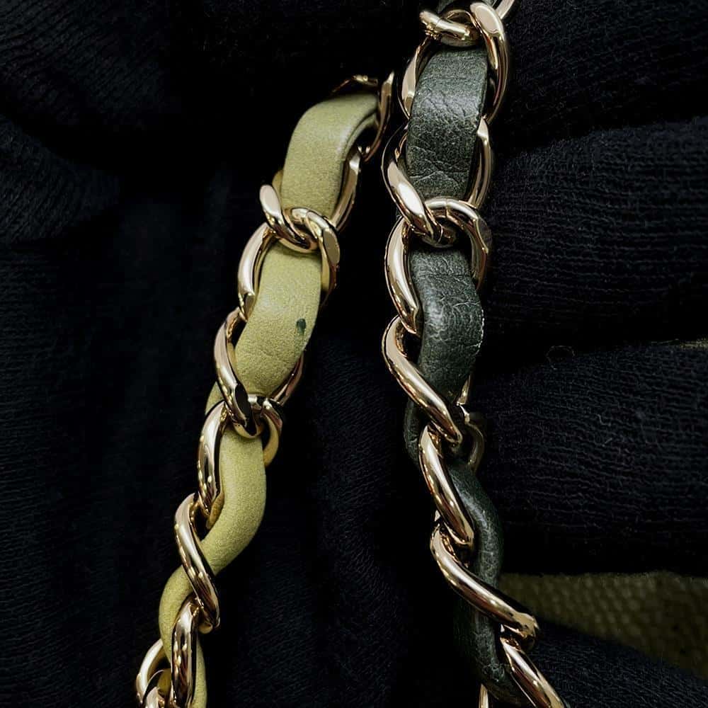 CHANEL ChainShoulder Bag Khaki Caviar Leather