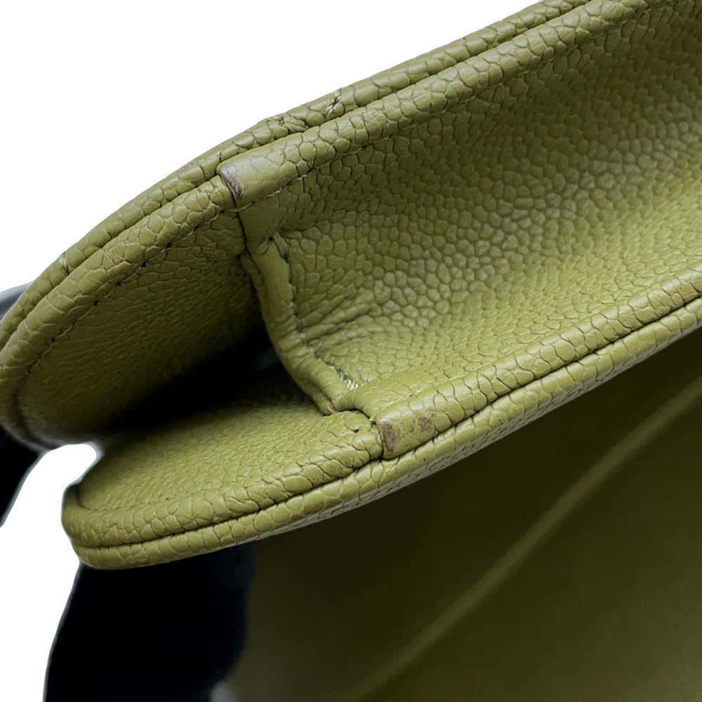 CHANEL ChainShoulder Bag Khaki Caviar Leather