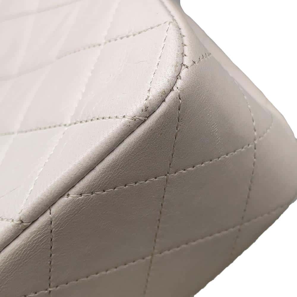 CHANEL Matelasse ChainShoulder Bag White Lambskin
