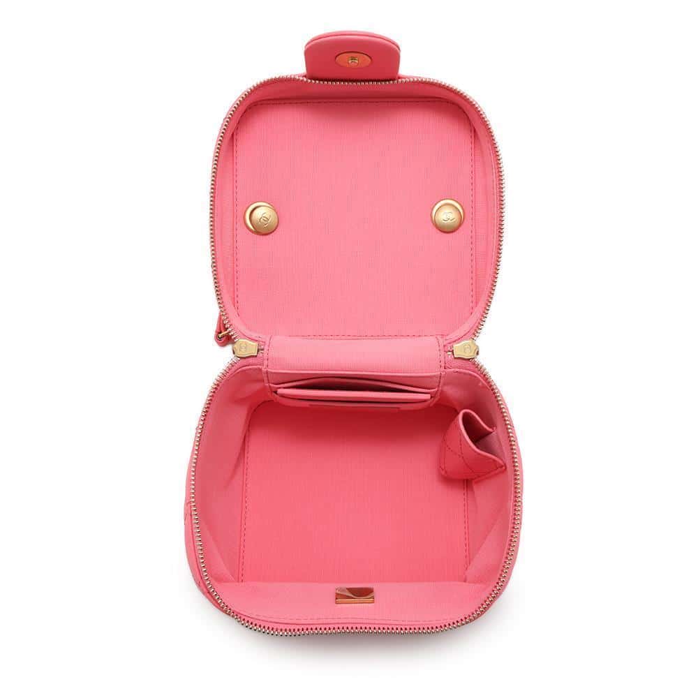 CHANEL Matelasse Vanity ChainShoulder Bag Pink Lambskin